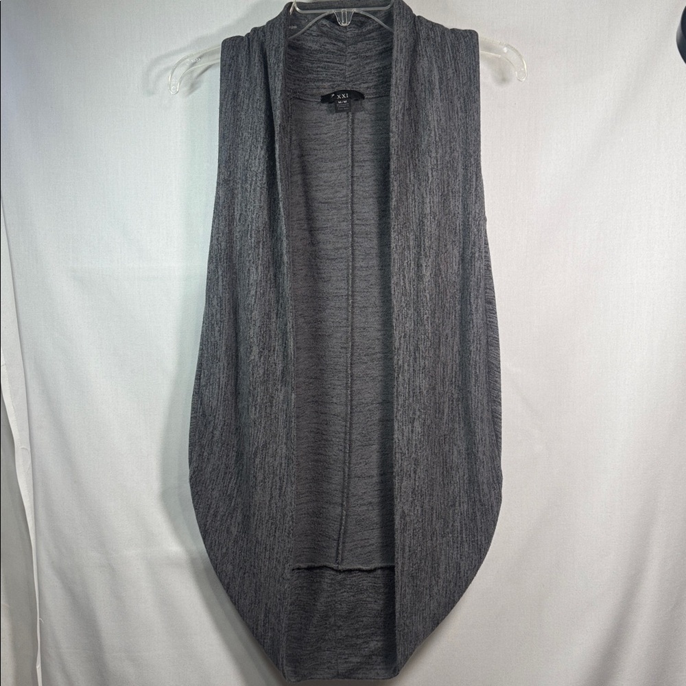 Vintage XXI Heather Gray Draped Open Front Cardigan Vest M